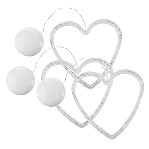 KONTONTY 3pcs Heart Shaped Valentine Day Window Lights with Cup Festive Decorations for Bedroom Living Room and