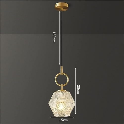 Lámpara de techo colgante E12 de cristal transparente y latón de 28cm 2