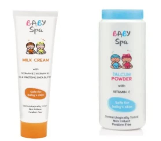 MODICARE Baby SPA Milk Cream 50 GM with MODICARE Baby SPA TALCUM Powder with Vitamin E 100 GM