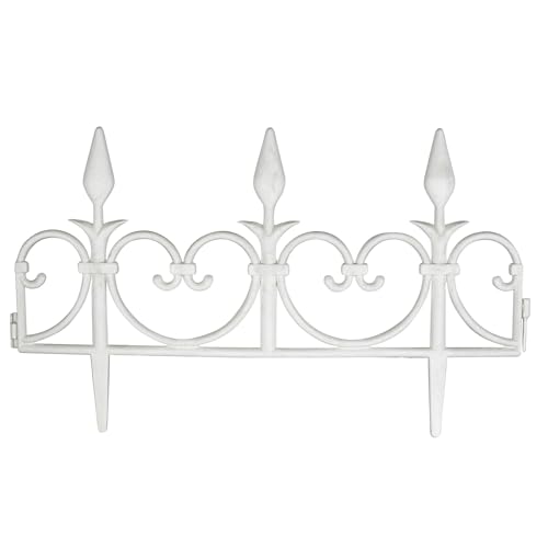 Beeteinfassung aus flexiblem Kunststoff 8er Set - Laufende Meter 4.08 m - Bordüre für Einzäunung, Beete, Rasen, Blumenbeete, Pflanzungen - 50 cm x 30 cm - Weiß