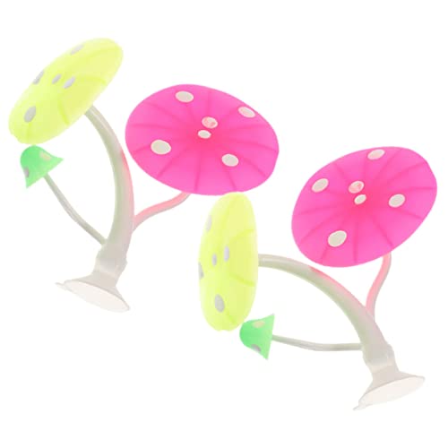 BESPORTBLE 1 Juego Cama De Descanso del Acuario Decoracion De Pescado Esponja Decoración Pecera Adornos Pecera Escondite De Peces De Silicona Hongo Betta para Pecera Gel De Sílice 2 Piezas
