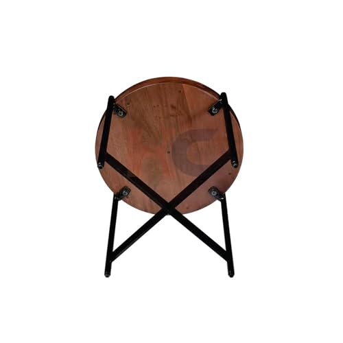 Image of Hamdan Round Coffee Table,Rustic Wood Coffee Tables for Living Room with Storage Shelf, Modern Farmhouse Circle Coffee Table Center Sofa Table with Sturdy Metal Legs (Brown Black)