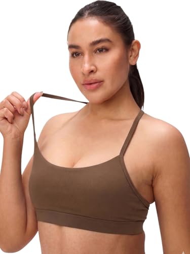 Image of Womens Y Back Padded Sports Bra Strappy U Neck Butter Soft Low Impact Workout Bras Yoga Pilates Walking