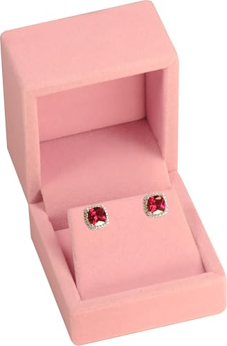LAODA Luxury Velvet Stud Earring Box Multiple Use Necklace Pendant Earring Jewelry Gift Storage Holder Box(Jewelry not Included) (1, Pink)