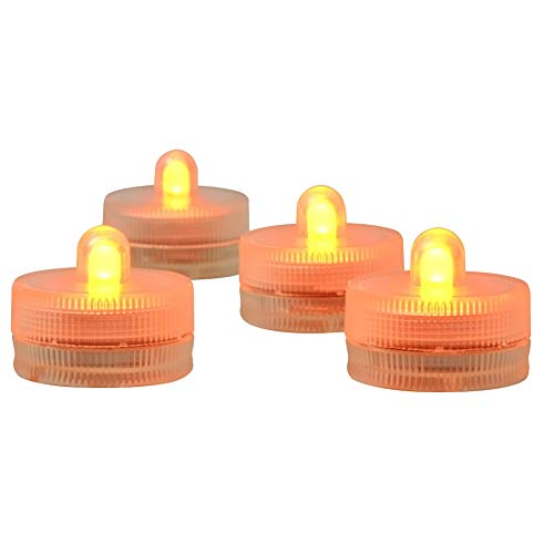 Image of KITOSUN Submersible LED Lights cr2032 Battery Powered Underwater Waterproof LED Tea Light Candles for Events Wedding Centerpieces Vase Floral Xmas Holidays Home Decor Lighting(Pack of 12) (Orange)