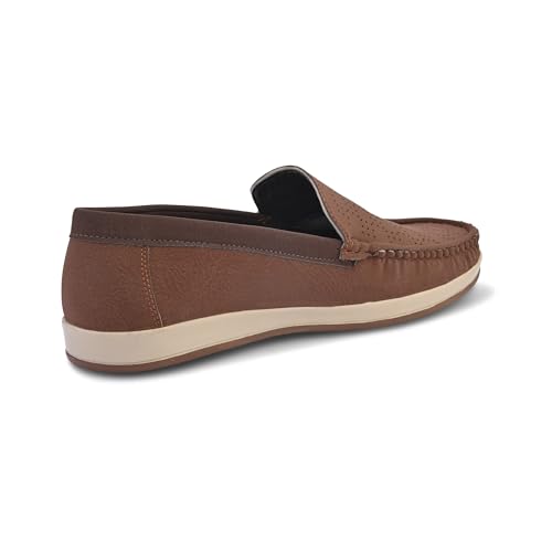 Image of Centrino Leather Loafers for Man | Slip-On Shoes for Men Stylish | Cushioned Insole | Lightweight Comfortable Moccasin Shoes | Hand-Stitched Casual Footwear | Mens Loafer Shoes for Office (9569)