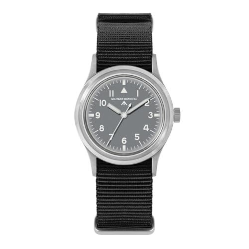 TACTICAL FROG Militado 36mm Field Watch VH31/VH65 Japan Movt with Sweep Seconds Military Style Men's Watch with Nylon Strap, 100M Waterproof - (Grey White Dial, ML14)