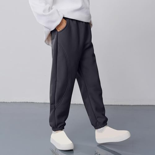 Boys Sweatpants Casual Elastic Waist Fleece Pants with Pocket Stretch Fashion Thicken Lounge Fall Trousers 2-15 Years2