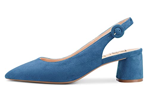Aachcol Women Slingback Pumps Chunky Block Mid Low Heel Pointed Toe Ankle Strap Wedding Office Party Dress Shoes Cute 2 Inch2