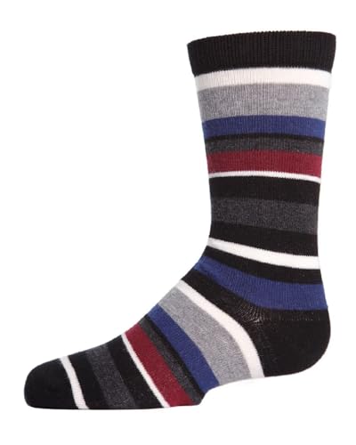 MeMoi Boys' Bright Stripes Ribbed Cotton Crew Socks - Main Image