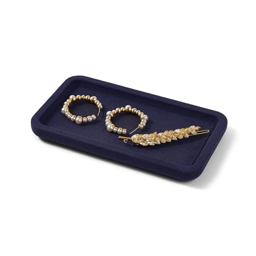 Microfiber Jewelry Trays Stackable Jewelry Display Tray Jewelry Bracelet Necklace Tray Organizer Ring Earring Necklace Organizer Tray Jewelry Trays For Drawers (Blue