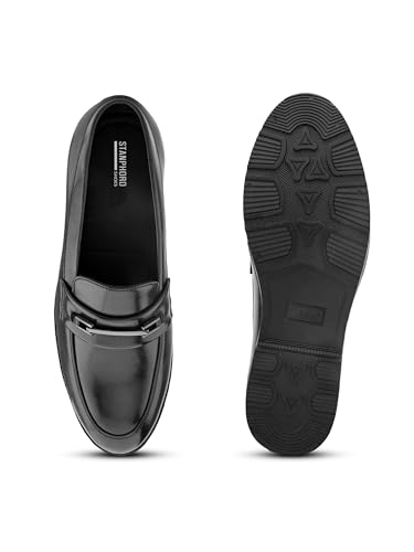 Image of STANPHORD Mens Loafers Formal Slipon Loafers with Metal Accent for Party & Formal Occasion