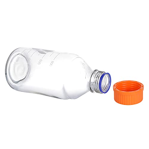 Moonetto 3 Pack 1000Ml Round Graduated Autoclavable Lab Bottles Media/Storage Bottle With Gl45 Orange Screw Cap #TOP5