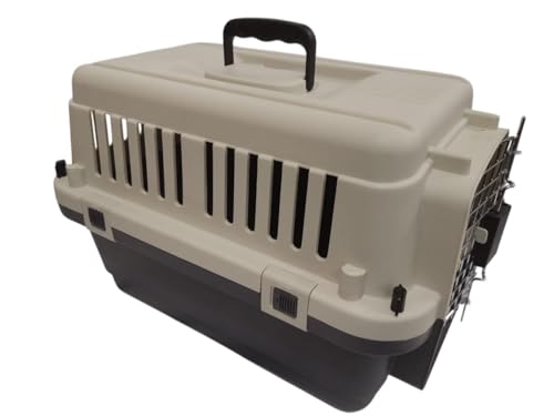 Image of Heavy Duty Dog Travel Carrier Flight Crate, IATA Compliant Airline Approved, White & Grey (20 Inch - Standard)