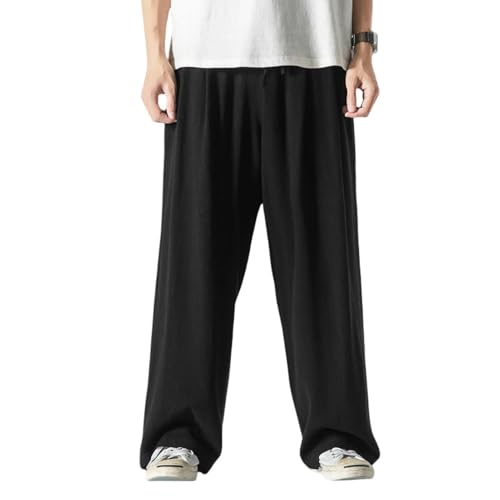 Pantalon chinois en coton et lin pour homme coupe droite décontractée