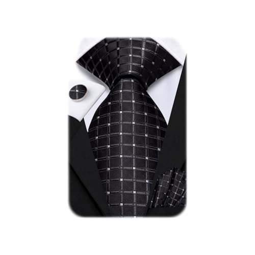 Image of Dubulle Mens Paisley Striped Tie Woven Necktie for Men and Handkerchief Cufflinks Set Wedding Formal Business