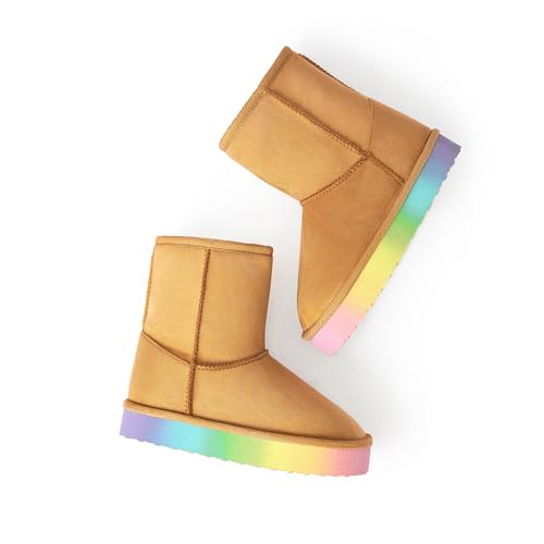 Image of FabKids Girls' Warm Fleece Lined Platform Snow Boots Non-Slip Ankle Winter Boots