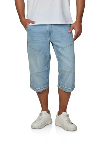 MUSTANG 3/4 Jeans Shorts Herren Stretch Straight Fit Freemont Kurze Hosen Bermuda Sommer Denim Einfarbig Größe:33 Farbe:Middle Blue (1017637-5000-401)