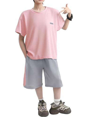 Jugaoge Kids Boys Girls 2 Piece Summer Outfits Short Sleeve Crewneck T-shirts with Shorts Workout Sport Set3