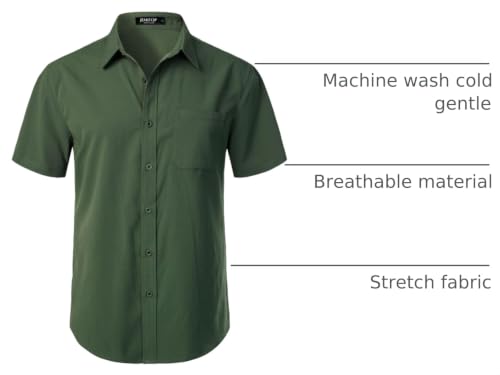 Image of JEMITOP Mens Stretch Wrinkle Free Texture Shirts