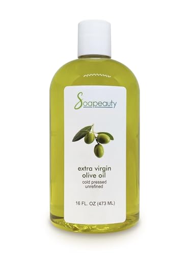 Soapeauty Extra Virgin Olive Oil | 100% Pure & Natural Unrefined Cold-Pressed Carrier Oil | Massage & Body Oil | for Skin, Face, Hair, and Soap Making | Carrier for Essential Oils - 16 Fl Oz
