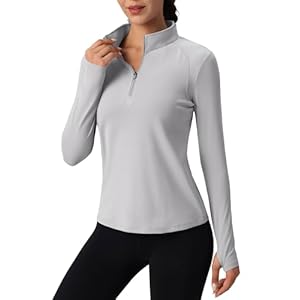 MAGCOMSEN Womens 1/4 Zip Pullover with Pockets Warm Brushed Slim Fit Spring Fall Workout Jackets with Thumb Holes