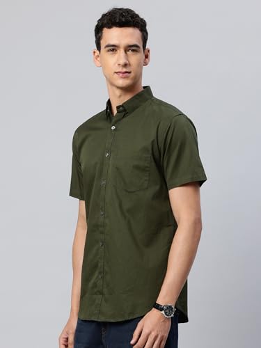 Image of Majestic Man Slim Fit Pure Cotton Half Sleeve Solid Casual Shirt