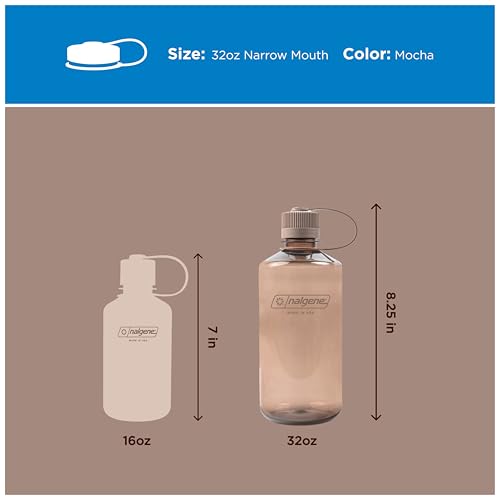 Image of Nalgene 32 oz Narrow Mouth Water Bottle | BPA-Free, Durable & Leak Proof, Lghtweght Bottle for Hkng, Gym & Travel, Mocha