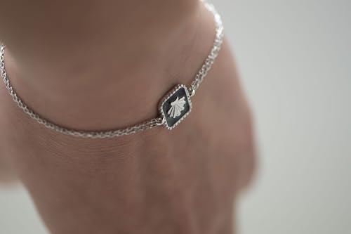 Bracelet coquille Saint-Jacques argent 925 maille double émail noir