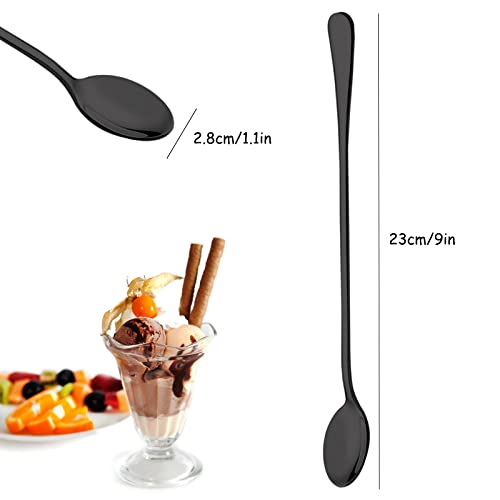 Cuillère à thé glacé en acier inoxydable noir au design épuré et durable