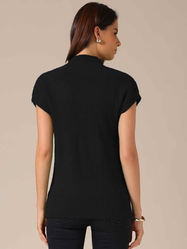 Allegra K Women's Mock Neck Sweater Vests Casual Cap Sleeve Knit Pullover Tank Tops 20254