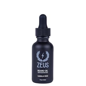 ZEUS Natural Beard Oil for Men, Premium Grooming Oil to Soften, Hydrate, Condition & Control Frizz in Beard and Mustache (Made in USA) Vanilla Rum