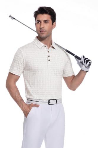 Image of Alex Vando Mens Golf Shirts Short Sleeve Breeze Quick-Dry Print Polo Shirt