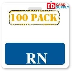 Qty: 100 | RN Style Badge Buddy | Horizontal Orientation with Blue Label