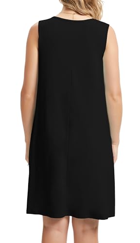 Image of CHICGAL Womens Summer Dresses Casual Loose Pleated Front Tshirt Sleeveless Tank Sundresses with Pockets 2026
