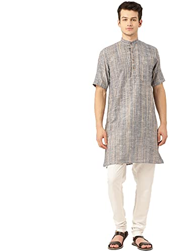 Image of Rajubhai Hargovindas Green Khadi Half Sleeve Kurta