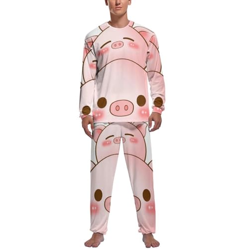 Pyjama homme Mignon Cochon pour stopper le froid nocturne avec son pantalon et manches longues