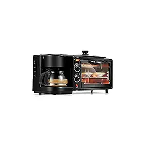 Cospex Multifunctional 3 In 1 Breakfast Machine Toaster Oven Non Stick Grill Home Coffee Maker Pizza Egg Tart Oven omelette Frying Pan Bread Maker Office household Family Size Breakfast Station( with 1 year replacement warranty)