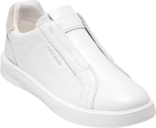 Cole Haan Cole Haan Women's Grand Crosscourt Luxe Slip On Sneakers, White Leather/Light Sesame Suede, 8-B US