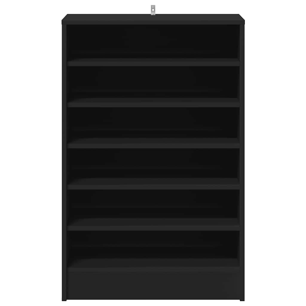 Schuhschrank Schwarz aus Holzwerkstoff 60x35x92 cm mit 7 Fächern platzsparend für Schuhaufbewahrung Schuhregal Schuhablage Schuhständer Schuhgestell und Schuhaufbewahrung