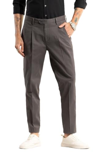 Image of SNITCH Dark Brown Slim Fit Cotton Trousers