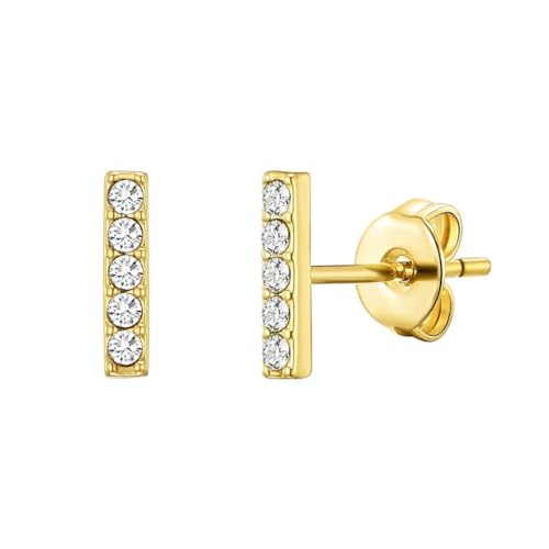 Boucles d'oreilles barre plaquées or créées avec des cristaux Zircondia®