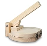 RCOACE 6 Inch Mini Wooden Tortilla Press for Small Portions, Perfect for Dieters, Homemade Corn & Flour Tortillas, Burritos and Wraps, Ideal for Breakfast, Lunch, or Healthy Snacks (Round)