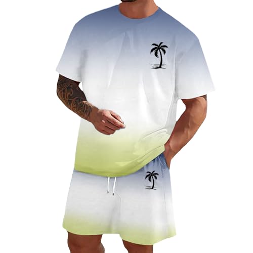 Ensemble été décontracté t-shirt et short imprimé dégradé pour homme et femme tailles L à XL