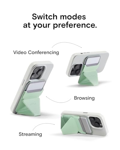 Image of MOFT Magnetic Wallet Stand Compatible with iPhone 16 /15 /14 /13 /12 Series, Angle Adjustment & Magnetic Compatible MOVAS Phone Stand,Peppermint