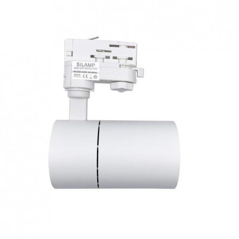 Spot LED sur Rail Triphasé Blanc 30W 80° - Blanc Neutre 4000K - 5500K - SILAMP
