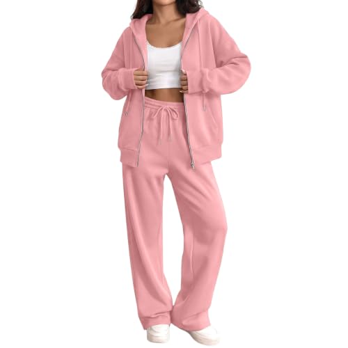 SdGgsgv Sweat Sets Women Zip Hoodie Wide Leg Sweat Pants Gym Tracksuit - image 1