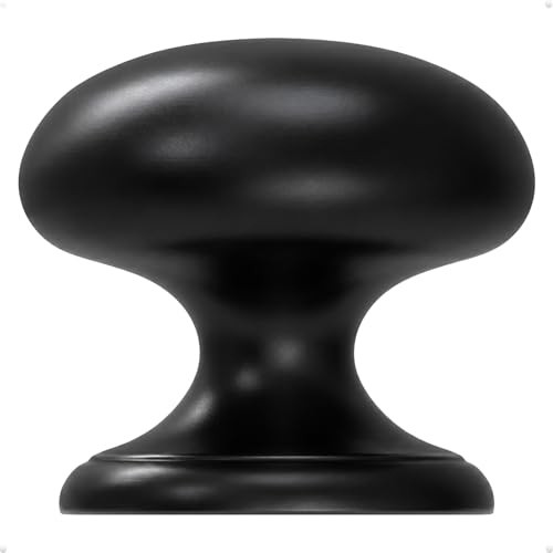 trust4care 4-Pack Matt Black Large Bifold Closet Door Knobs with Wide Base Zinc Round Kitchen Cabinet Wardrobe Dresser Dummy Pull Knobs 1-1/2 Inch Furniture Sideboard Drawer Handles
