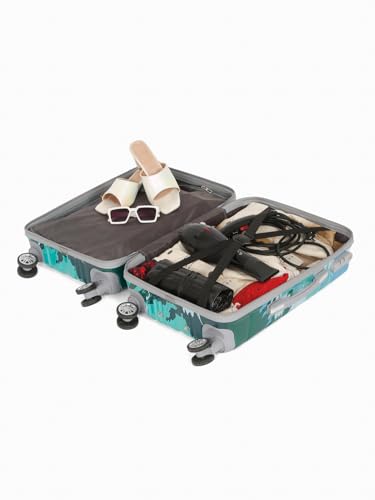 Image of Teakwood World Small 55 cm Cabin Size Trolley Bag Polycarbonate 360 Degree 8 Wheels Luggage Bag with TSA Lock, Adjustable Handle Trolley Bags for Travel, Suitcase for Travel | Wave Green