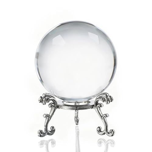 Genuine K9 Crystal Blank Blocks for Inner Laser Engraving, 2.36 inch Clear Ball with Stand, High Clarity Crystal for 3D UV Engraving